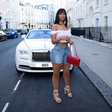 Rainbow Drawstring Denim Shorts