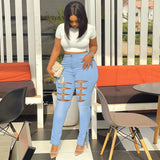 Plus High Waist Cut Out Split Hem Jeans