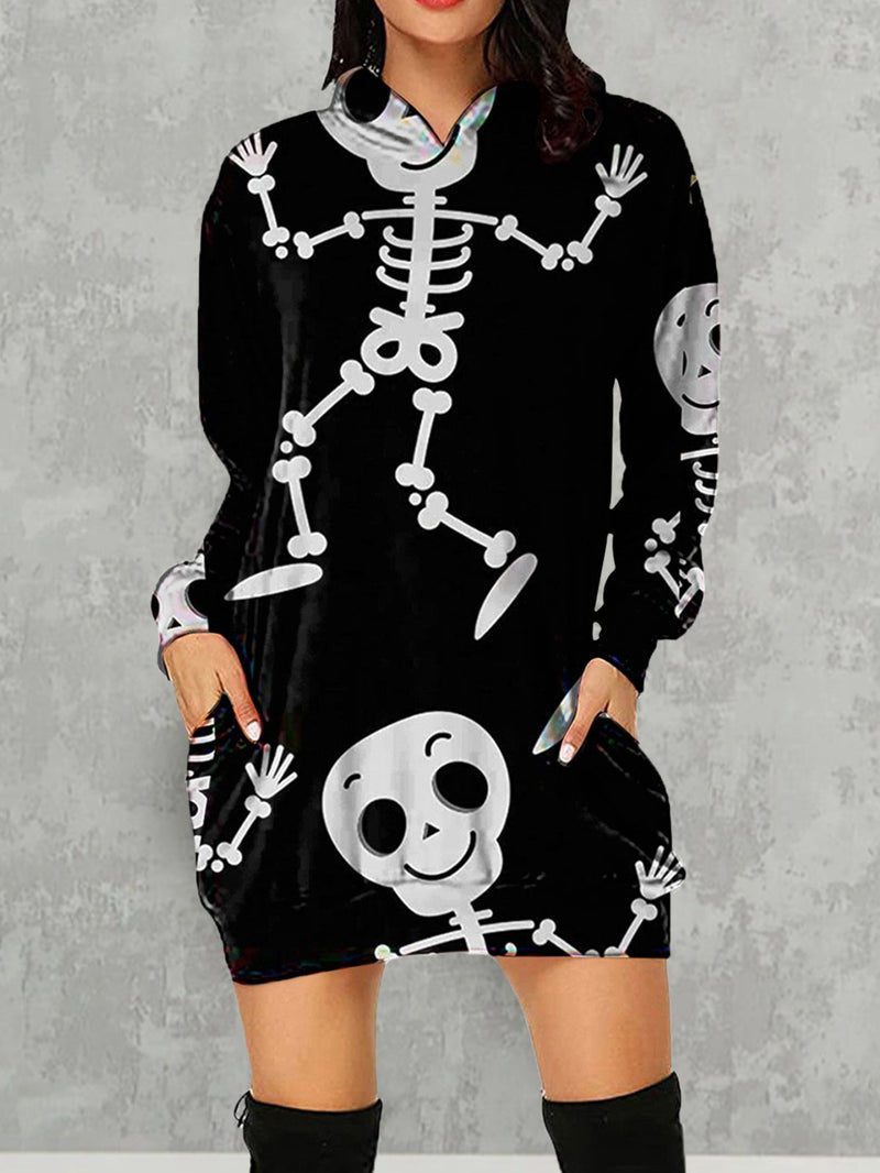 Halloween Skull Print Hoodie