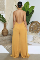 Solid Backless Wide Leg Jumpsuit