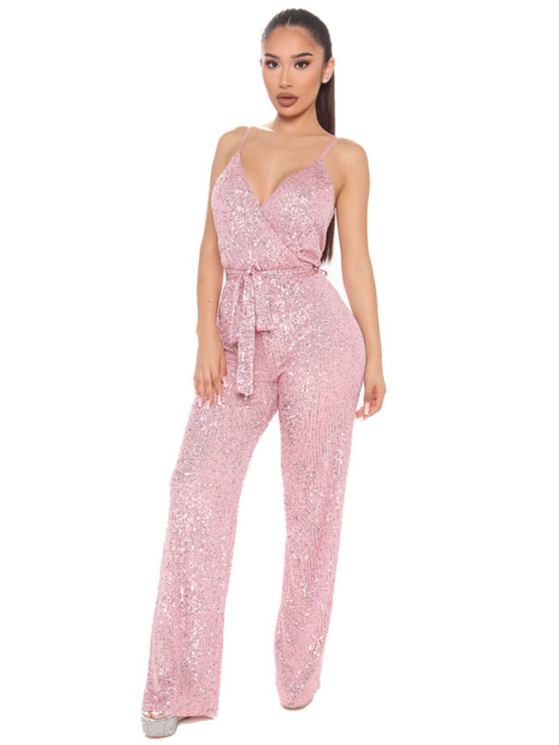 Sparkle On Wide Leg Sequins Jumpsuit