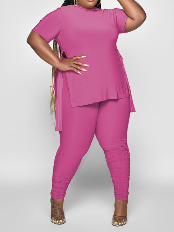 Plus Size Split Hem Top & Pants