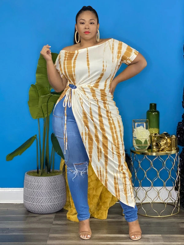 Plus Size High Split Tie Dye Dress