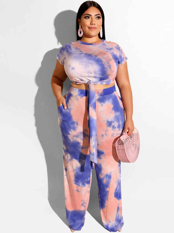 Plus Size Tie Dye Top & Pants Set