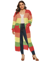 Plus Size Colorblock Cardigan with Pockets