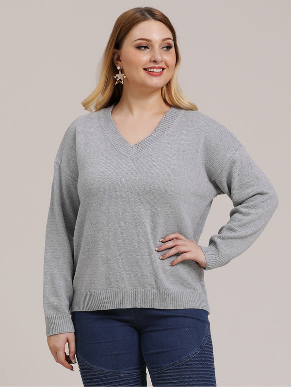 Plus Size V Neck Sweater