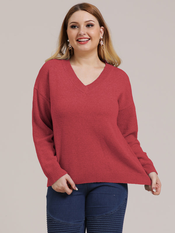 Plus Size V Neck Sweater