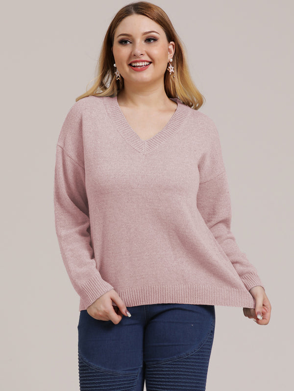 Plus Size V Neck Sweater