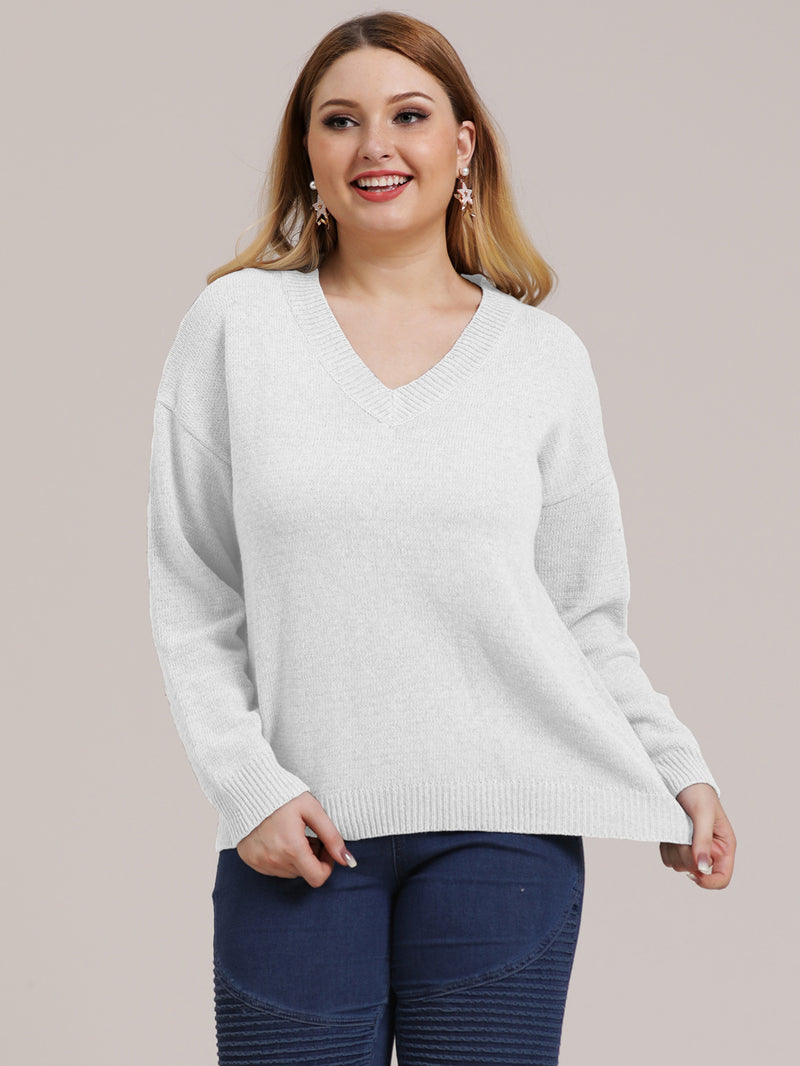 Plus Size V Neck Sweater