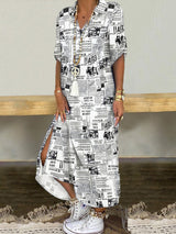 Newspaper Print Shirt Dress