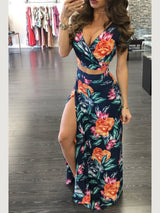 Knot Back Floral Top & Split Thigh Dress