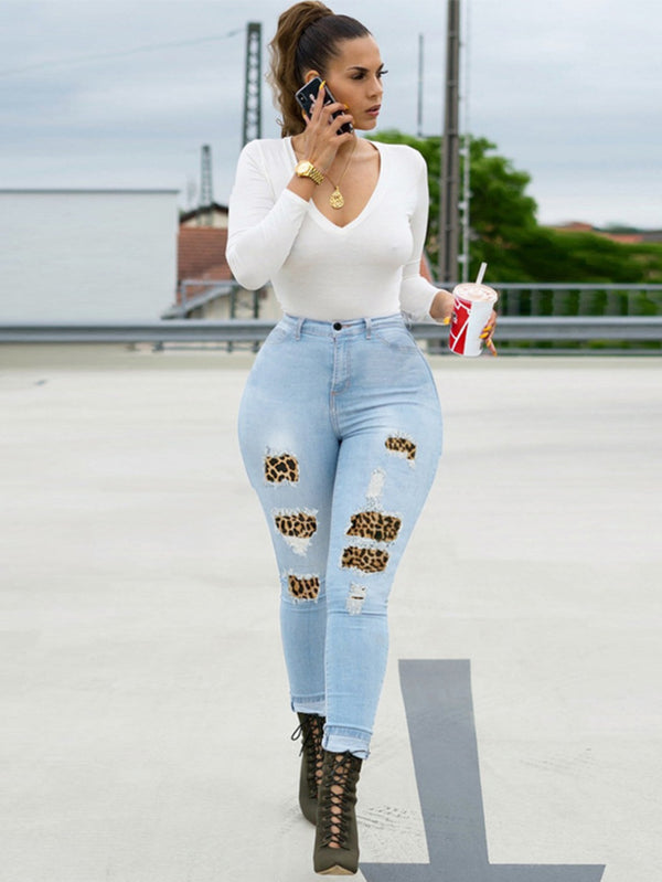 Skinny Leopard Print Jeans