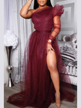 Plus Size Elegant Formal Tulle Maxi Dress