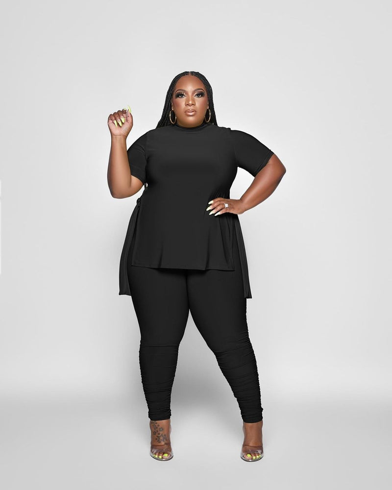 Plus Size Split Hem Top & Pants