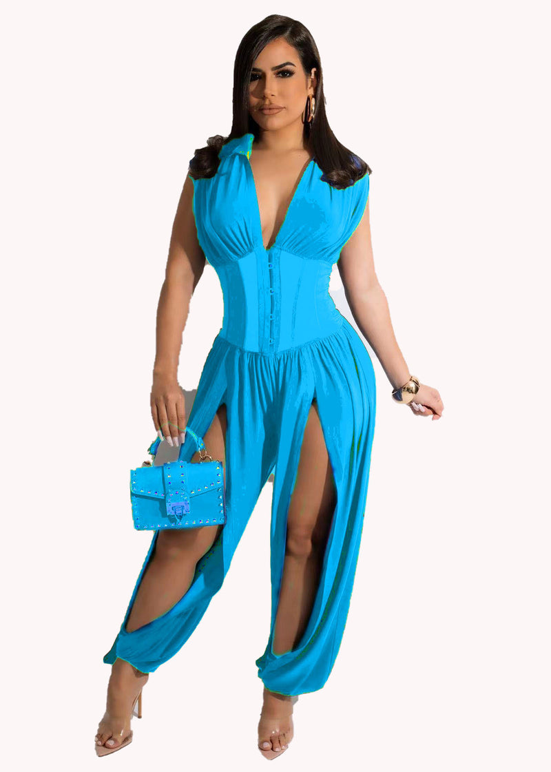 Lace Up Waist Jumpsuit