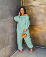 Solid Off Shoulder Jumpsuit