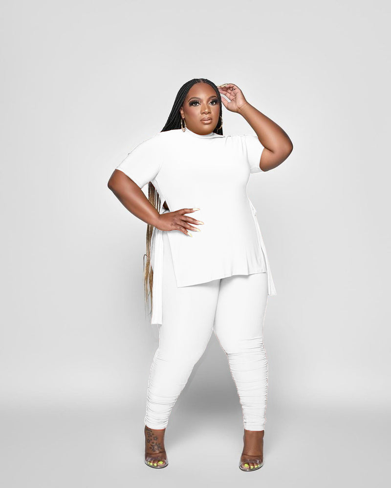 Plus Size Split Hem Top & Pants