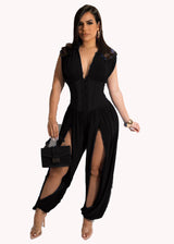 Lace Up Waist Jumpsuit