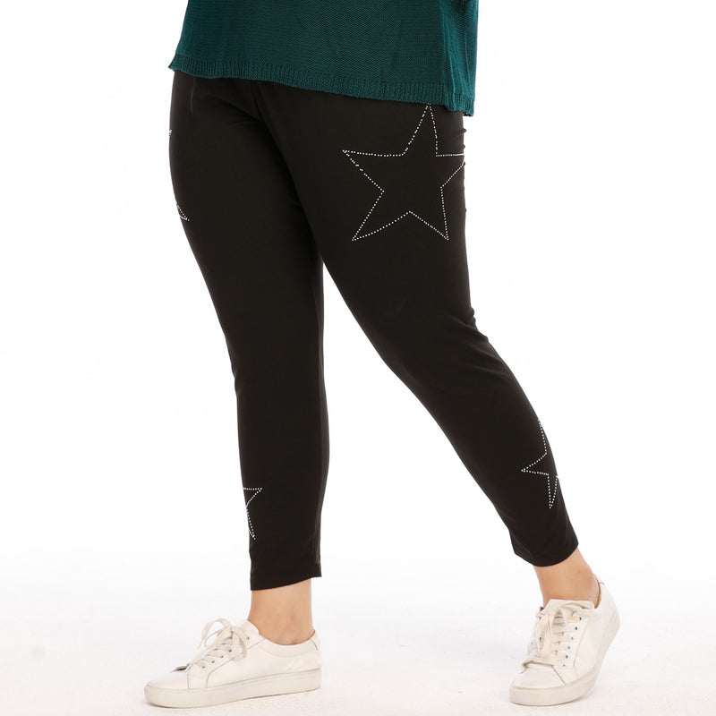 Plus Size Pearl Beaded Star Print Jeggings