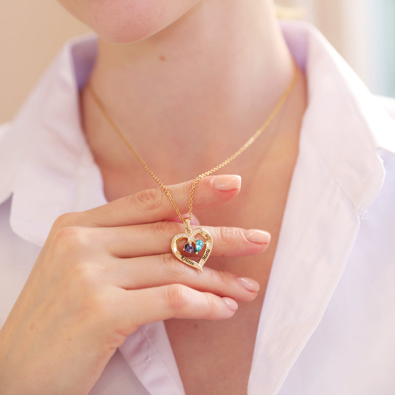 Personalized Names Necklace with Birthstones