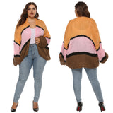 Plus Size Colorblock Open Front Cardigan