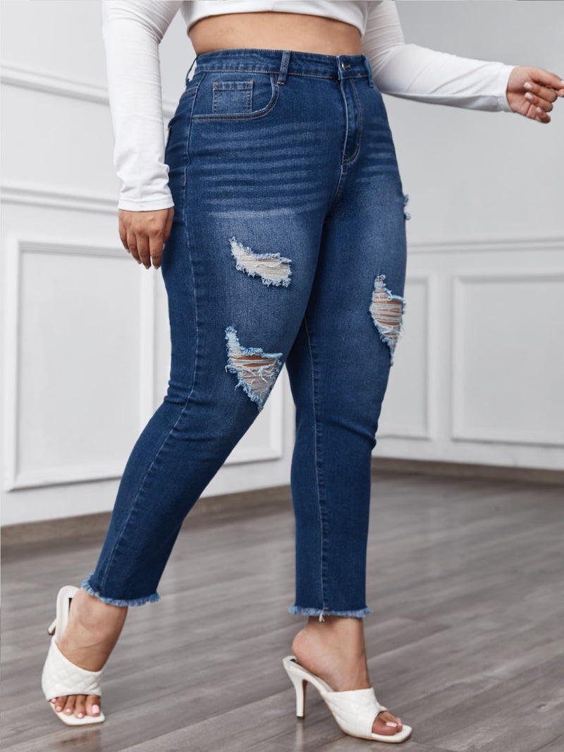 Plus Size Ripped Skinny Jeans