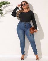 Plus Size Rib-knit Unitard Romper