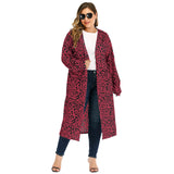 Plus Size Leopard Print Pocket Front Cardigan