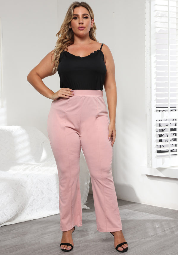 Pink Zipper Back Straight Leg Pants