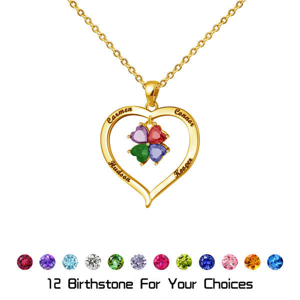 Personalized Names Necklace with Birthstones