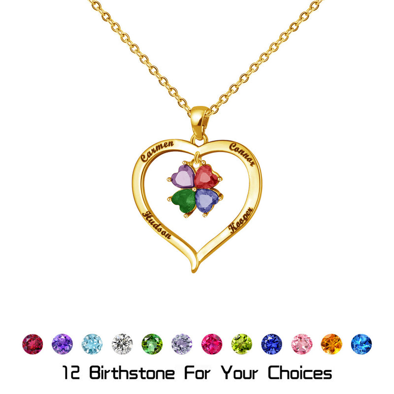 Personalized Names Necklace with Birthstones