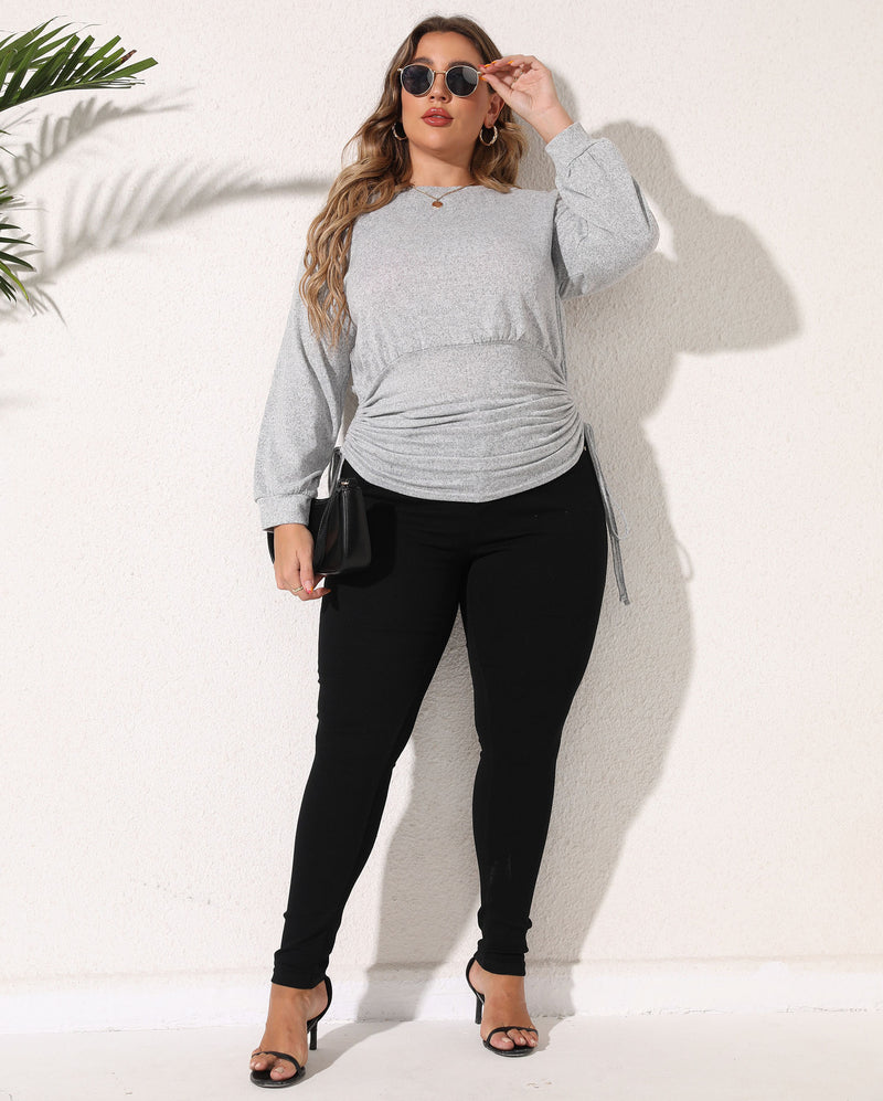 Plus Size Drawstring Waist Top