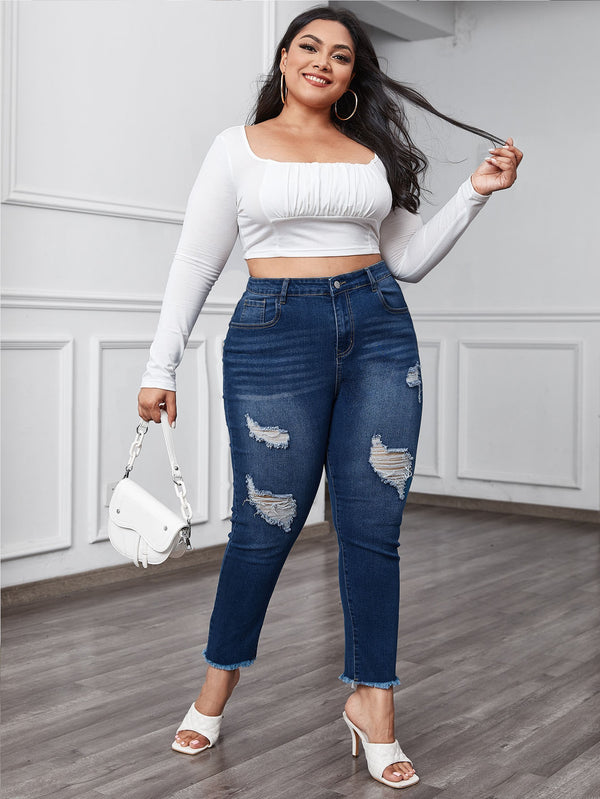 Plus Size Ripped Skinny Jeans