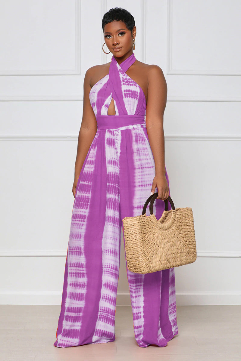 Tie Dye Backless Jumpsuit