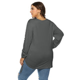 Plus Size Drawstring Sleeve High Low Tee Top