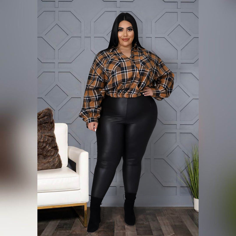 Plus Size Plaid Print Drop Shoulder Shirt