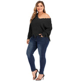 Plus Size V Neck Raw Hem Sweater