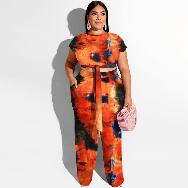 Plus Size Tie Dye Top & Pants Set