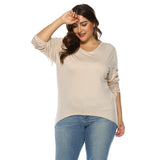 Plus Size Drawstring Sleeve High Low Tee Top