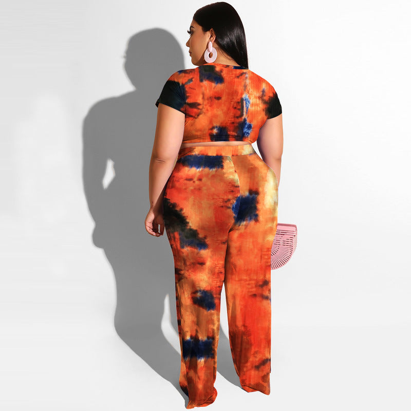 Plus Size Tie Dye Top & Pants Set