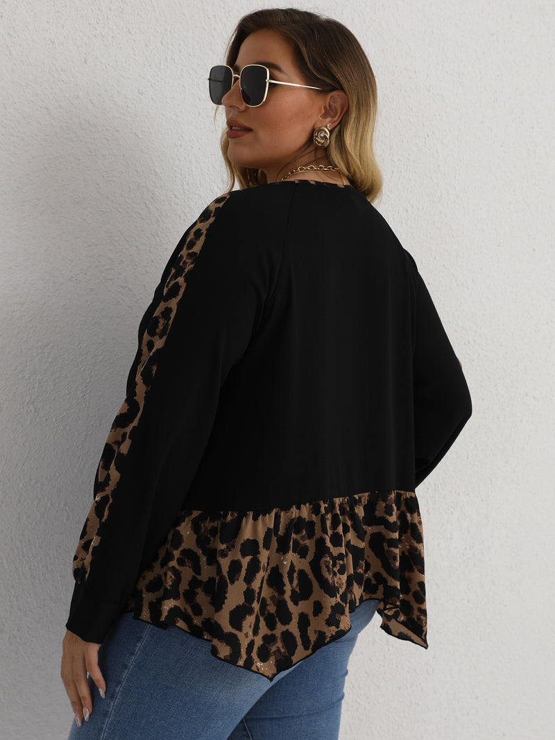 Plus Size Casual Leopard Top