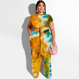 Plus Size Tie Dye Top & Pants Set