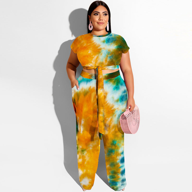 Plus Size Tie Dye Top & Pants Set