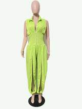 Lace Up Waist Jumpsuit