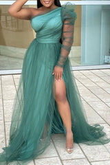 Plus Size Elegant Formal Tulle Maxi Dress