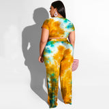 Plus Size Tie Dye Top & Pants Set