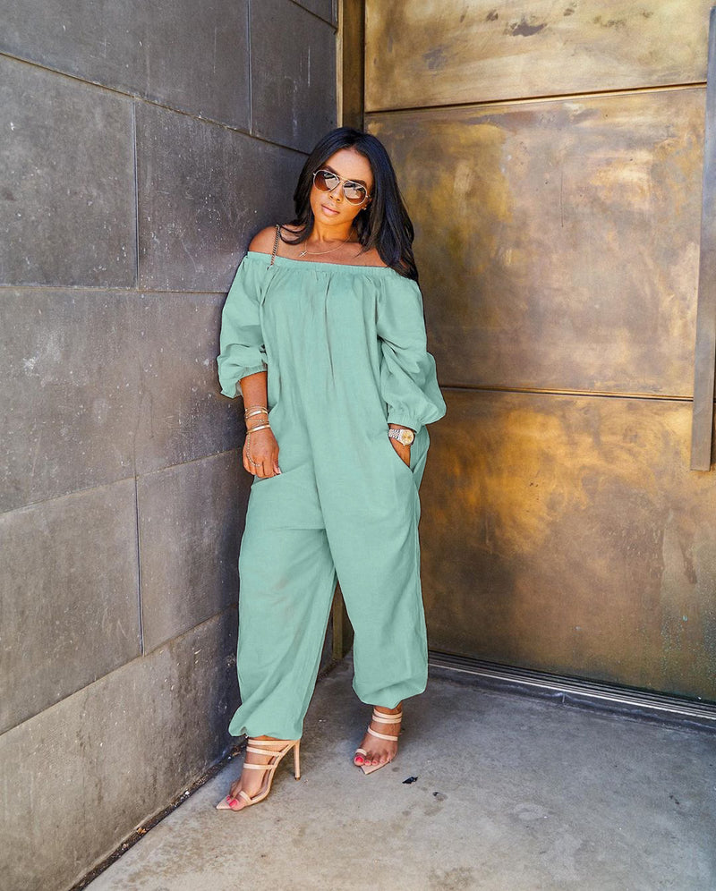 Solid Off Shoulder Jumpsuit