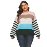 Plus Size Colorblock Drop Shoulder Sweater