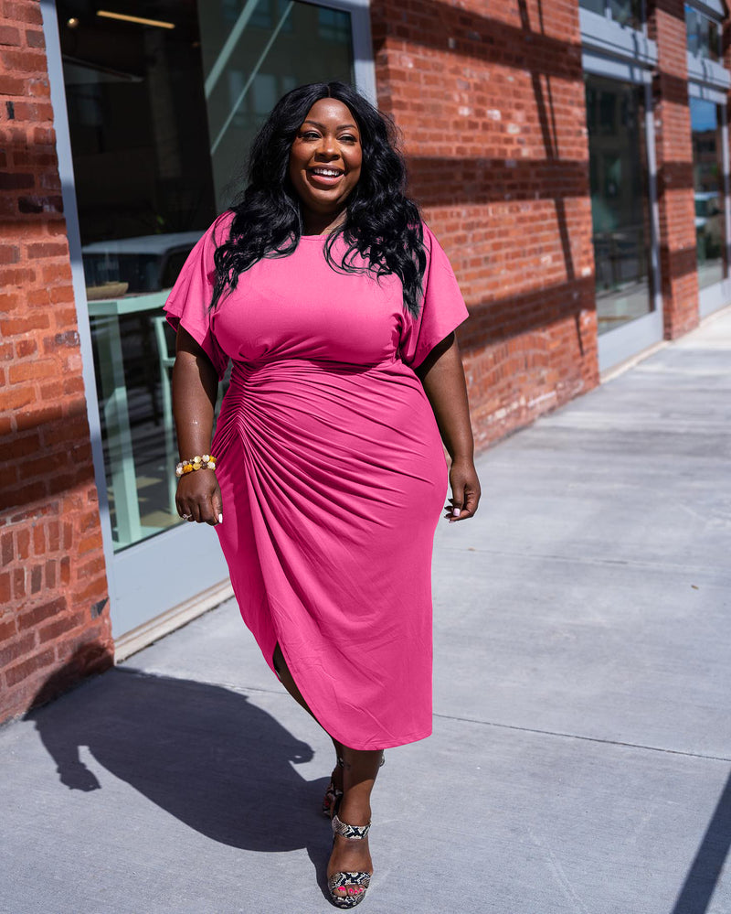 Plus Size Comfy Ruched Bodycon Dress