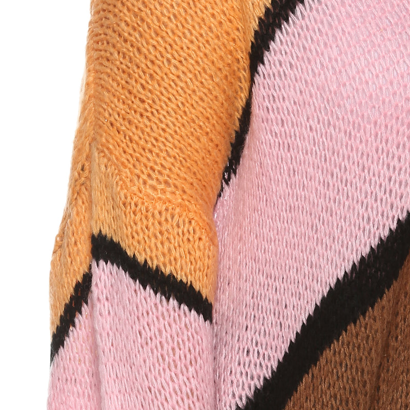 Plus Size Colorblock Open Front Cardigan